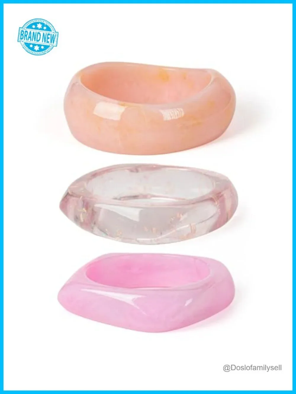3PCS Chunky Acrylic Resin Bangle Bracelets Set Stackable Geometric